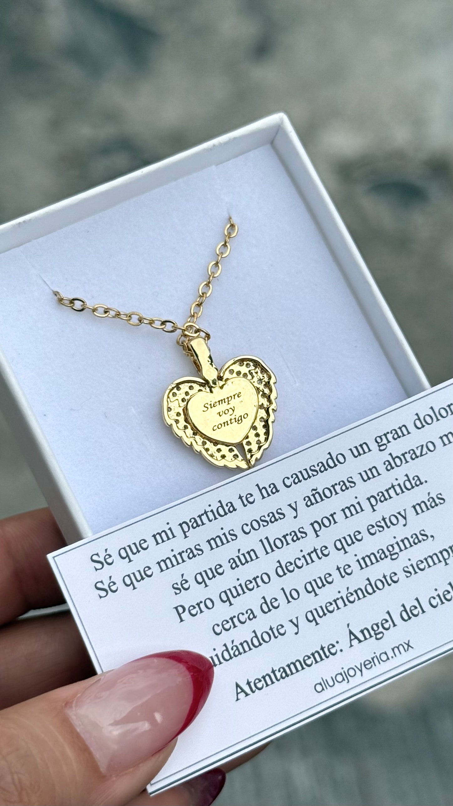 Collar Corazón ángel con foto en acero