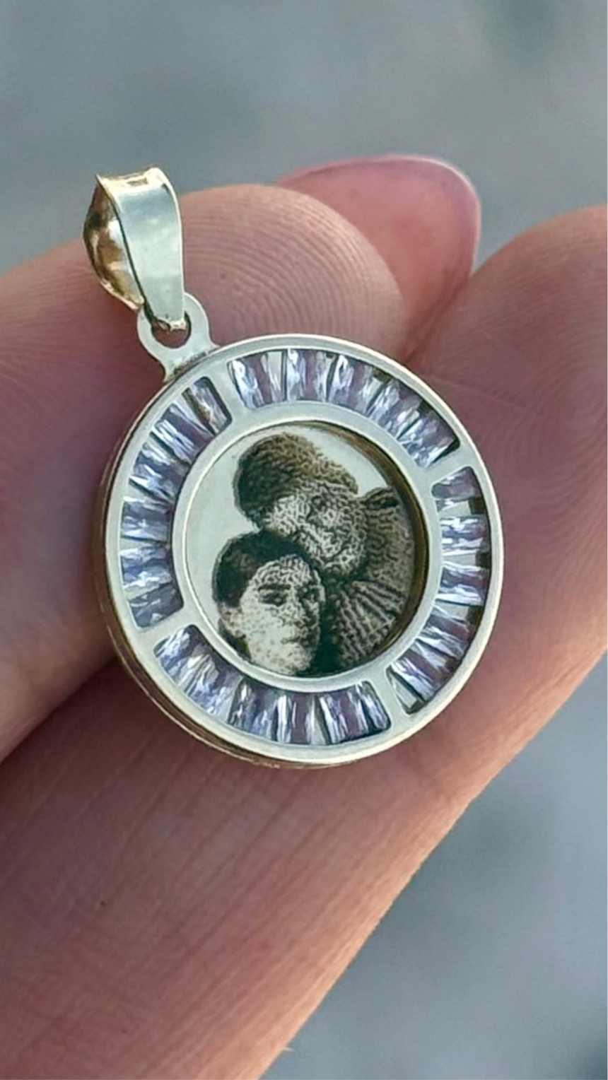 Medalla baguette 1.7 cm con foto - Oro 10k