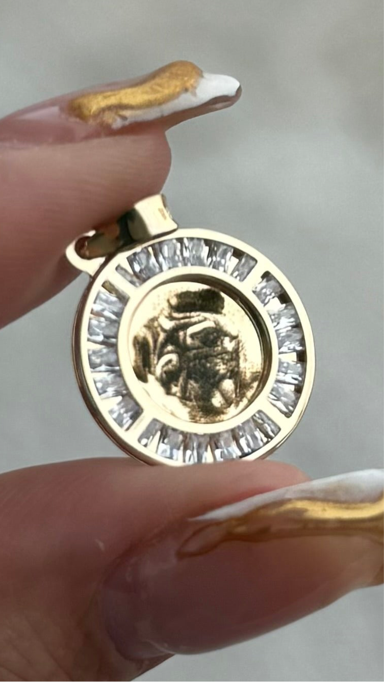 Medalla baguette 1.7 cm con foto - Oro 10k