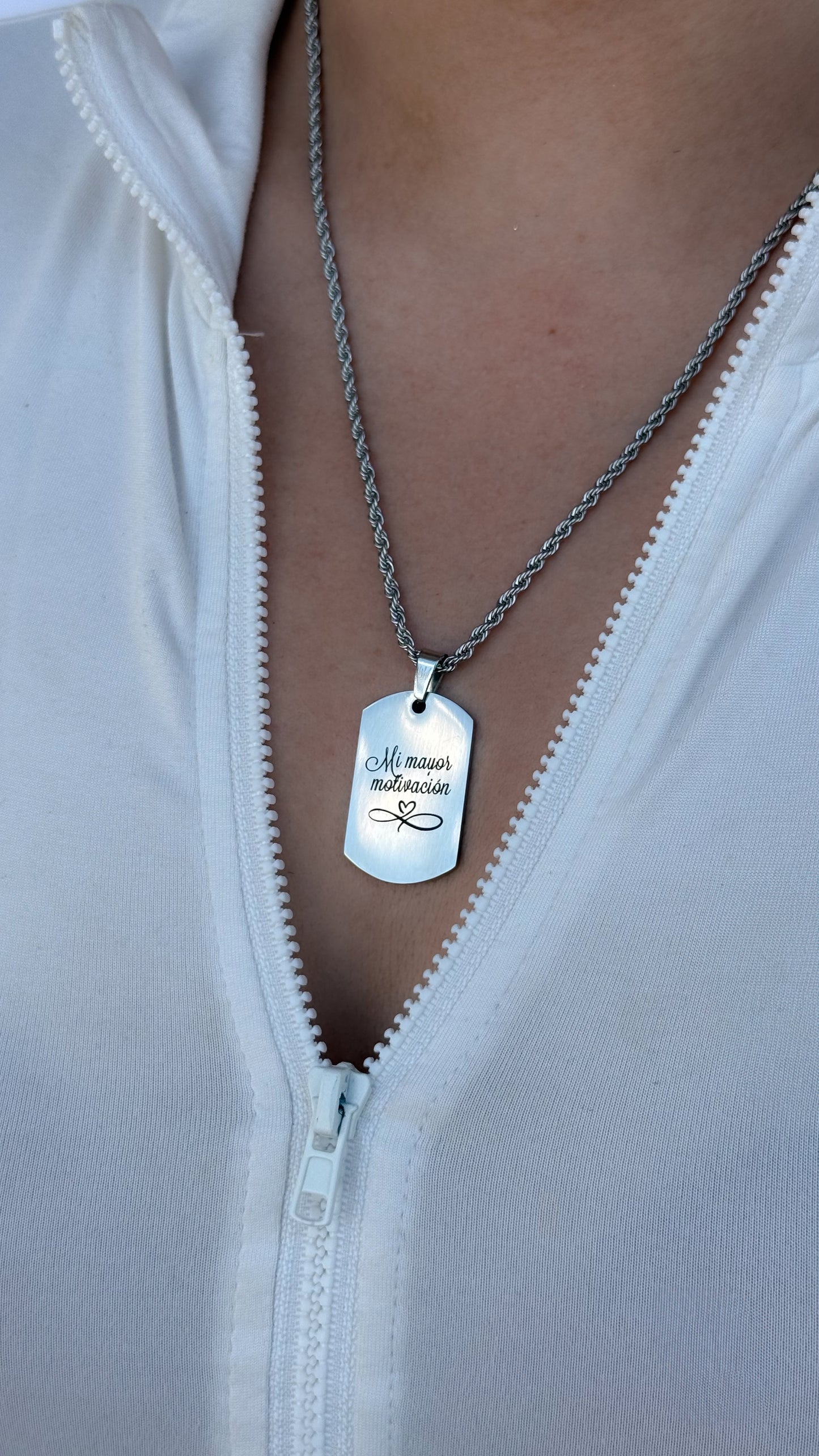 Cadena con Placa Militar 3.5 cm Personalizada - Acero inoxidable