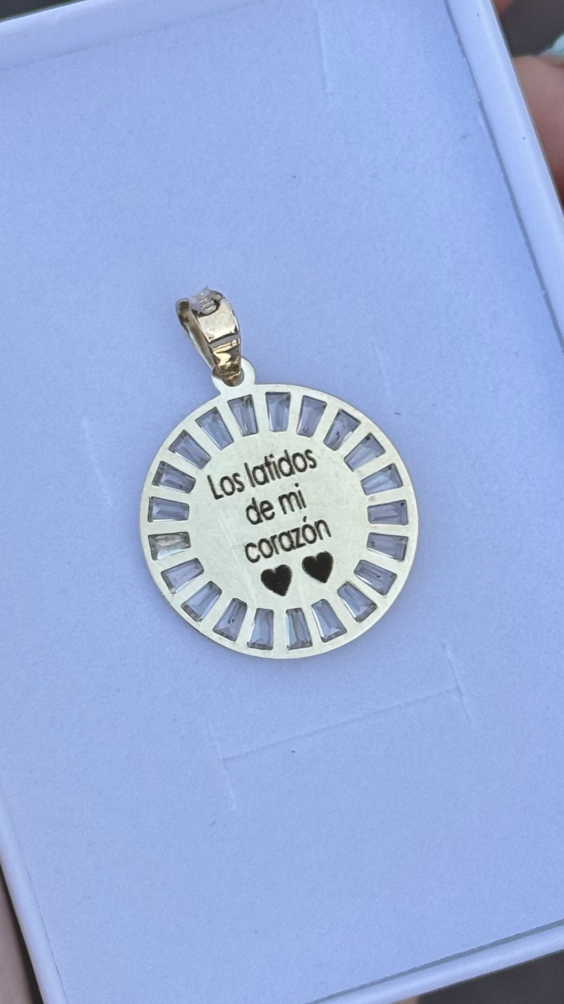 Medalla baguette 2.2 cm con foto en Oro 10k