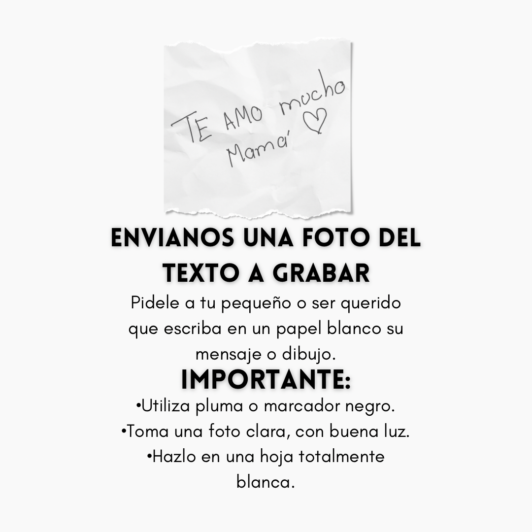 Collar corazón con texto a mano y foto - Acero inoxidable