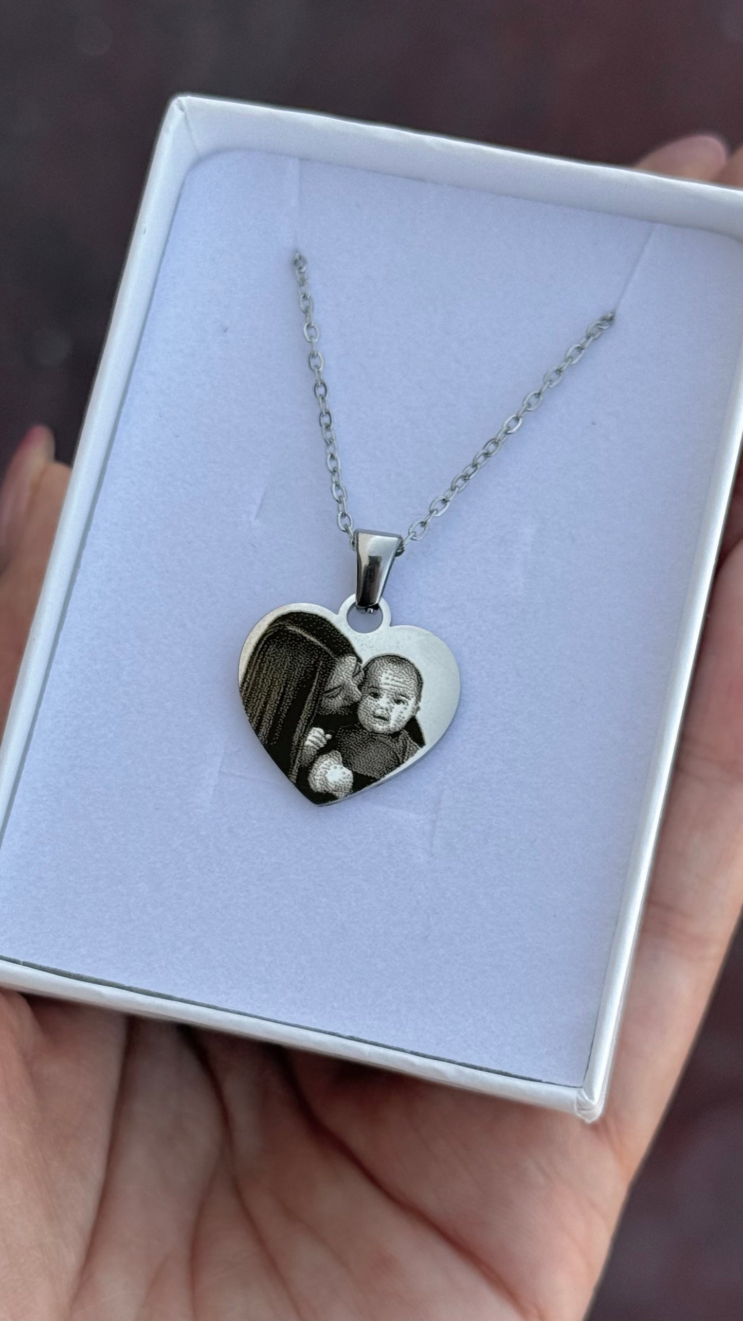 Collar corazón baby personalizado con foto en acero