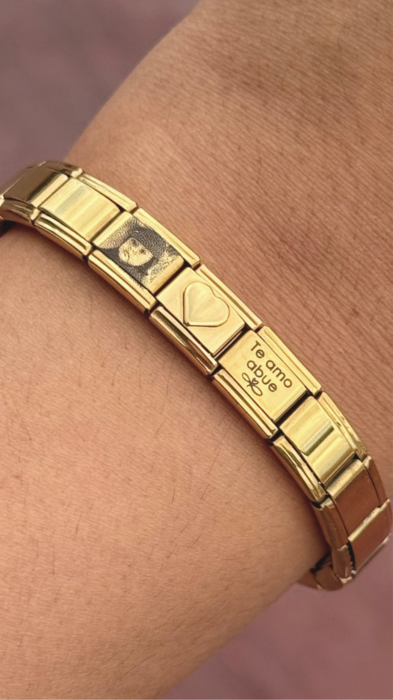 Pulsera italiana personalizada con foto en acero inoxidable