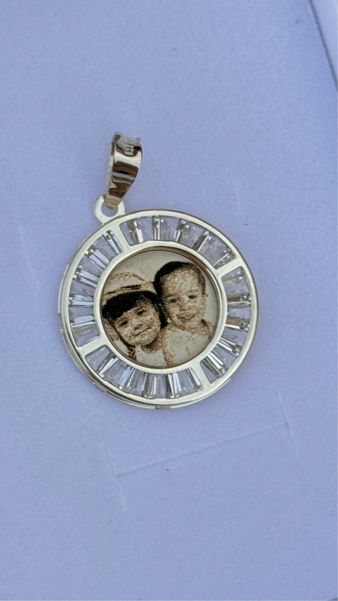 Medalla baguette 2.2 cm con foto en Oro 10k