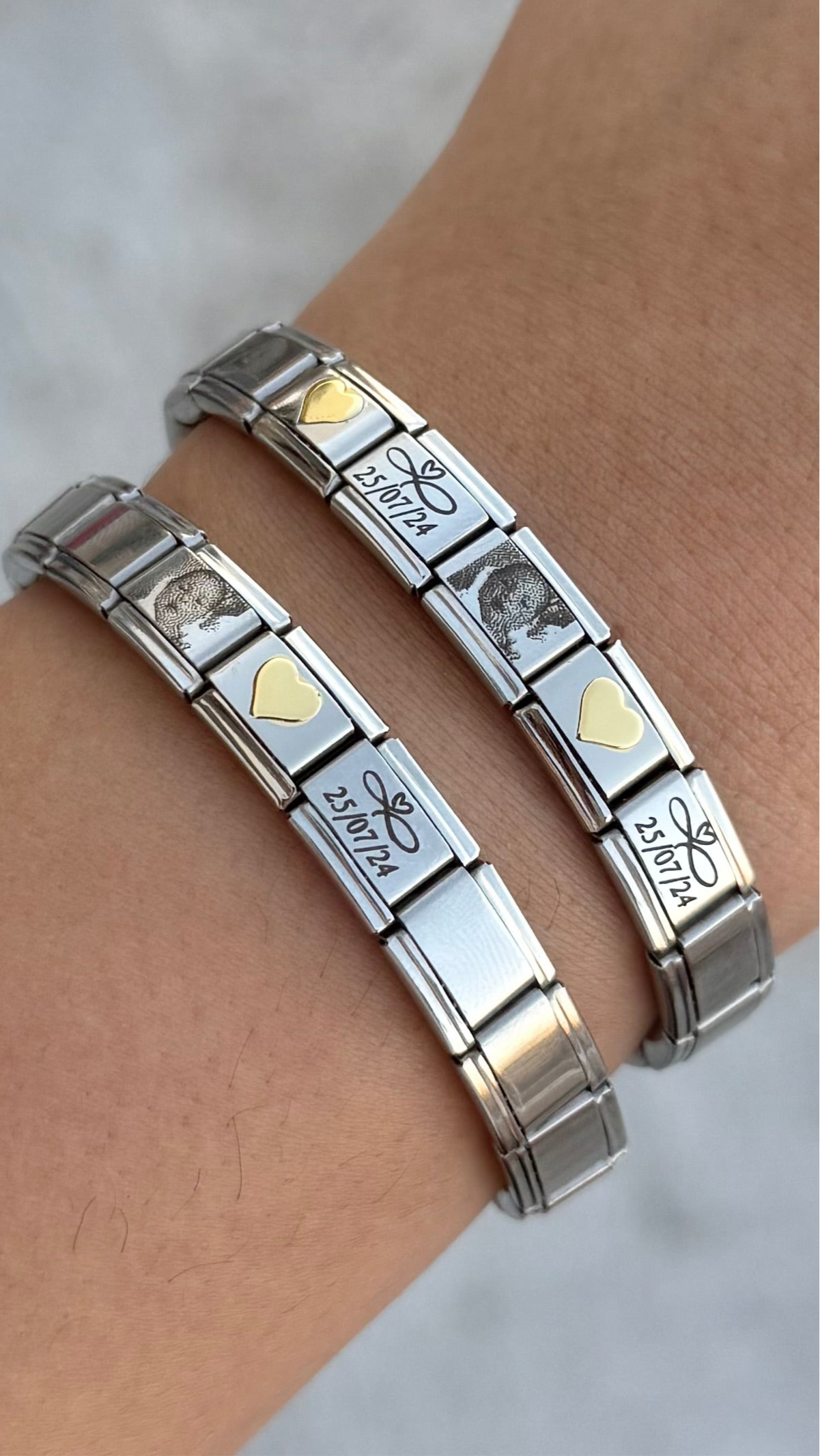 Pulsera italiana personalizada con foto en acero inoxidable