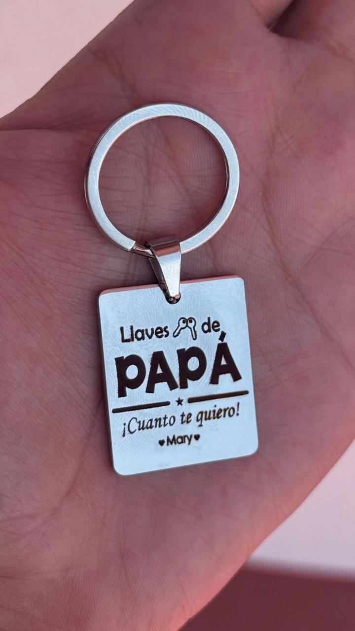 Llavero personalizado las llaves de Papá Acero fotograbado