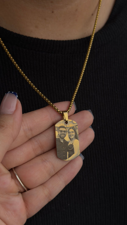 Cadena con Placa Militar 3.5 cm Personalizada - Acero inoxidable