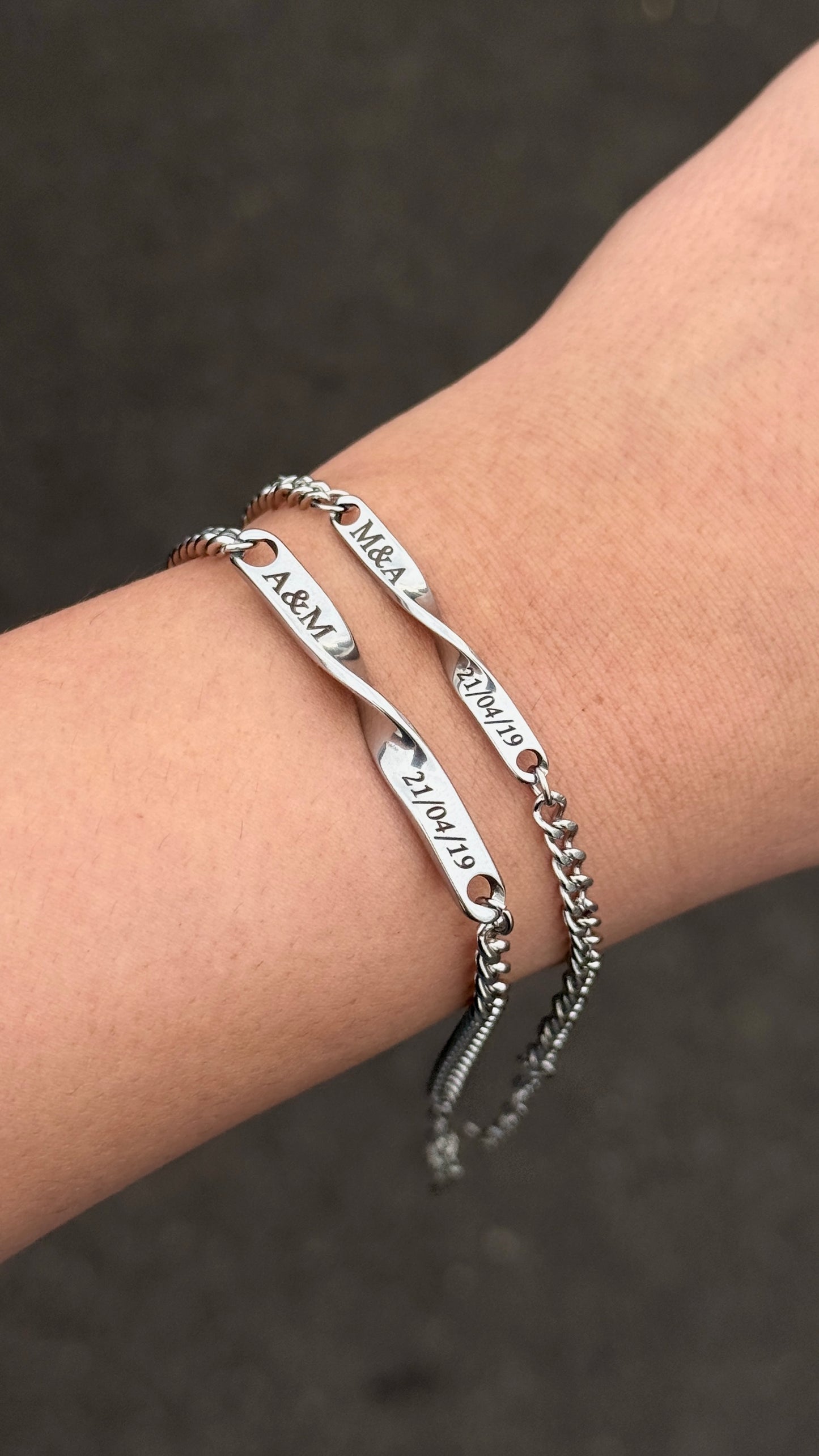 Dúo de esclavas Infinito - personalizadas en acero inoxidable
