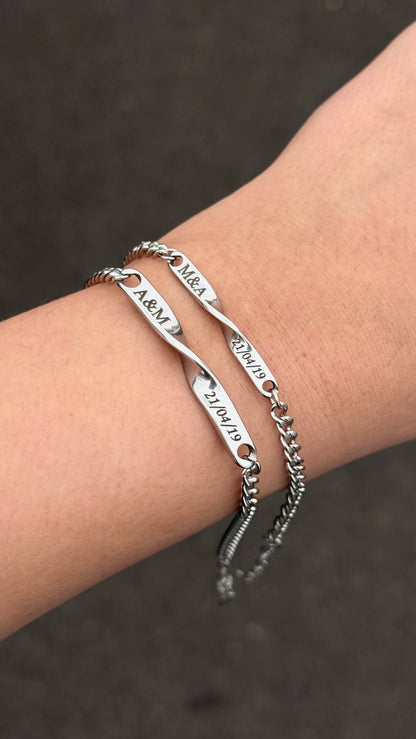 Dúo de esclavas Infinito - personalizadas en acero inoxidable