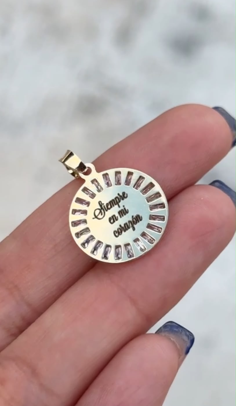 Medalla baguette 1.7 cm con foto - Oro 10k