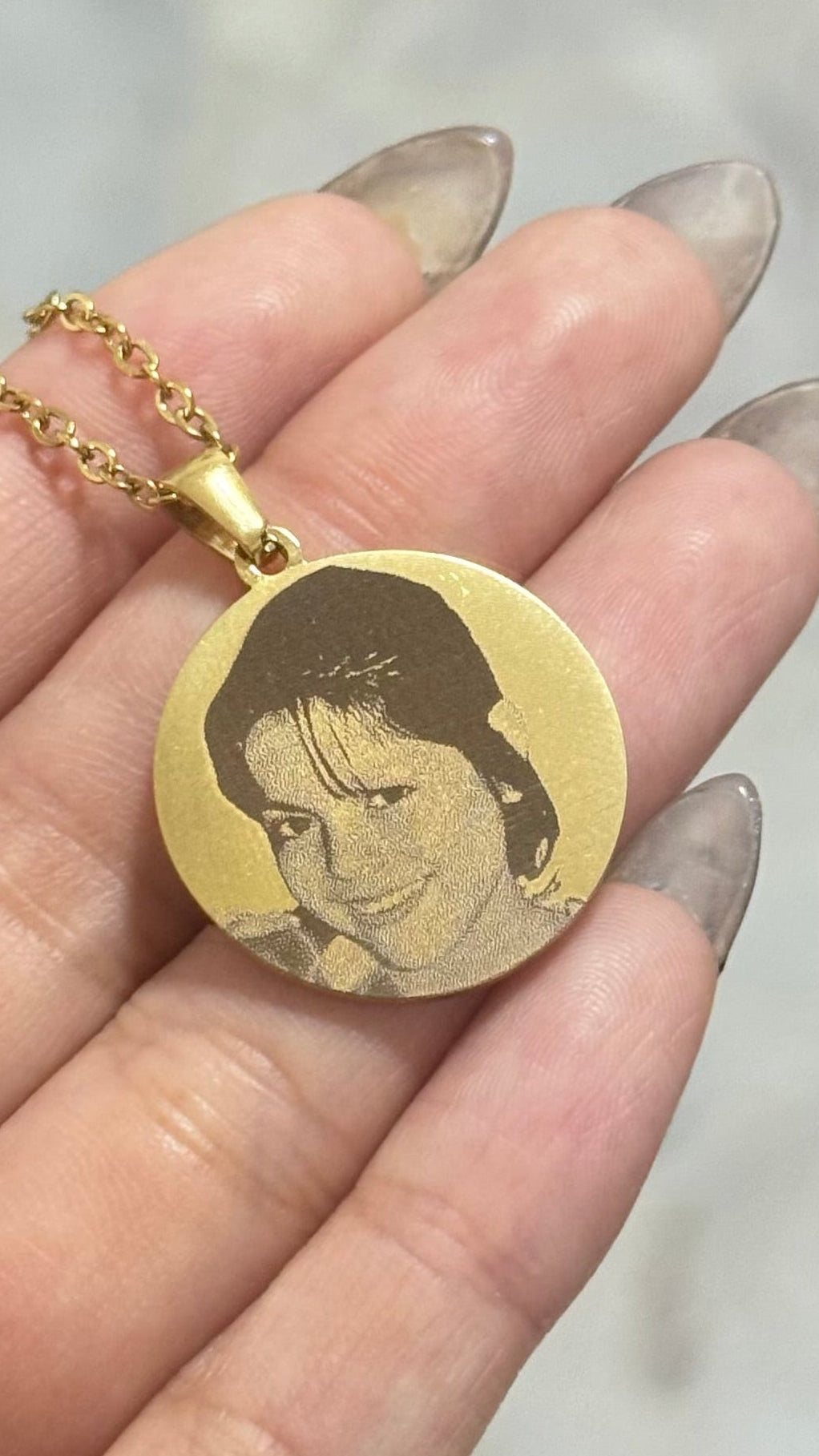 Collar Círculo 2.5 cm con foto grabada en acero