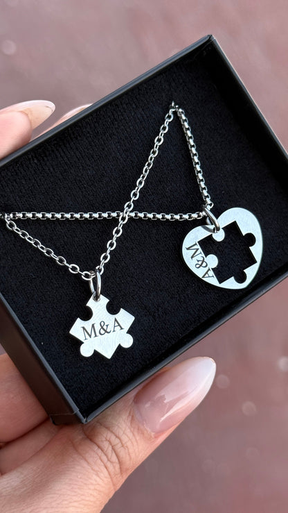 Dúo collares rompecabezas Acero