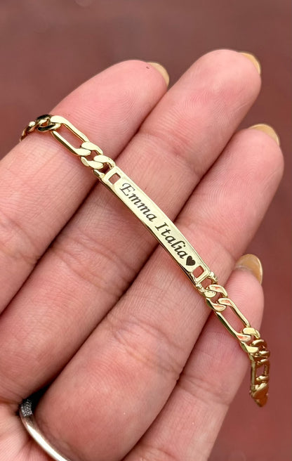 Esclava Para Bebé Con Nombre 12 Cm Chapa De Oro 18k