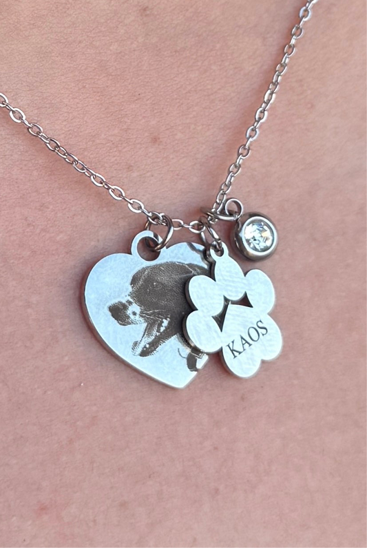 Collar Kaos - Personalizado con foto y huella de perro en Acero