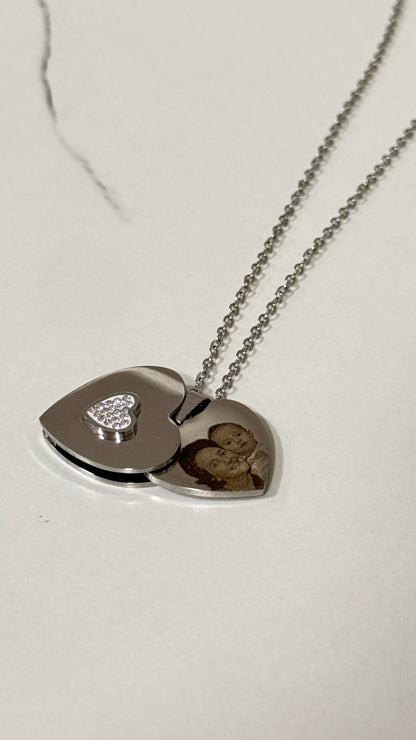 Collar corazón Secreto personalizado con foto acero inoxidable