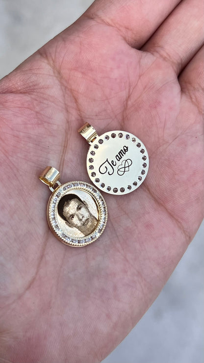 Medalla zirconia 2 cm Oro 10k