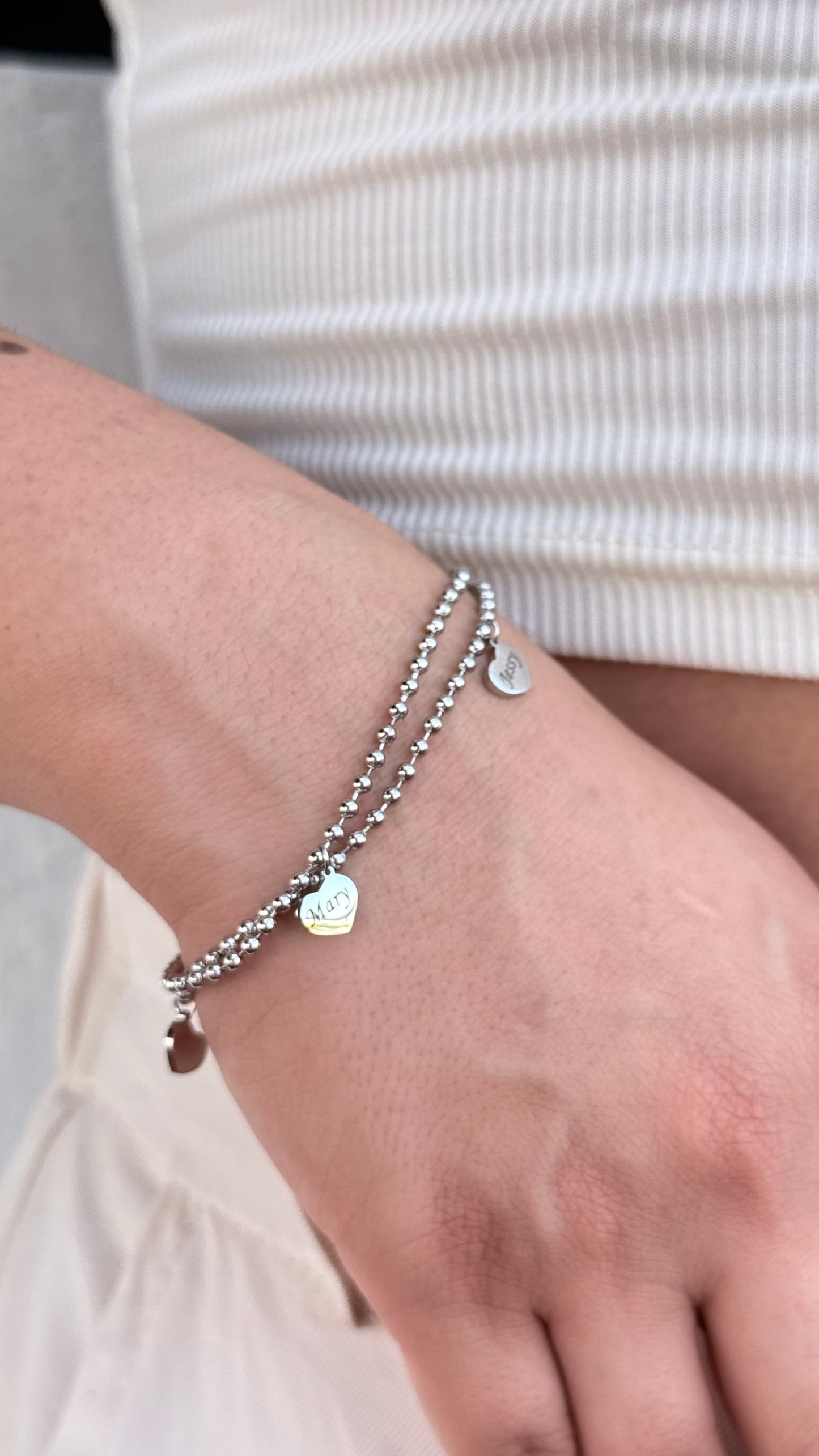 Pulsera corazones Lina - Personalizada Acero Inoxidable