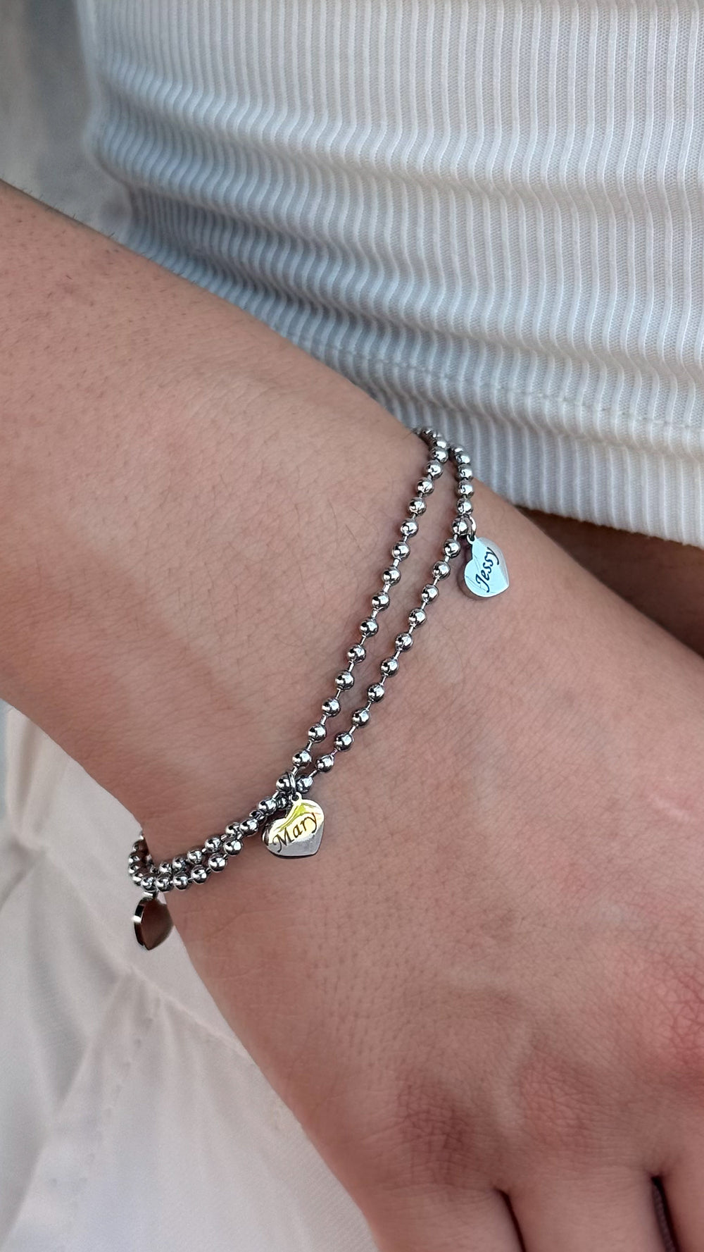Pulsera corazones Lina - Personalizada Acero Inoxidable
