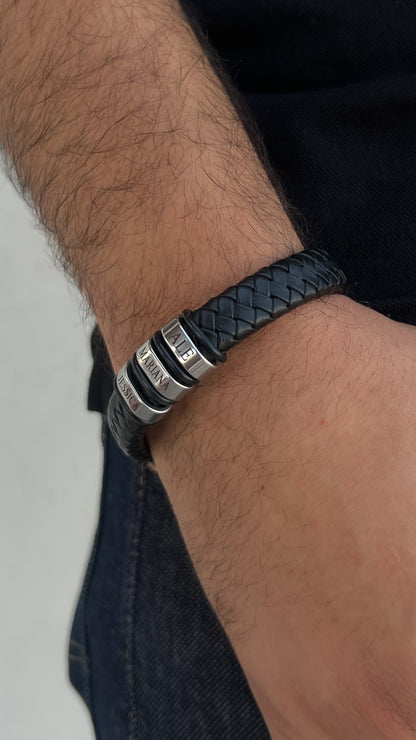 Pulsera para caballero con aros planos personalizada en acero