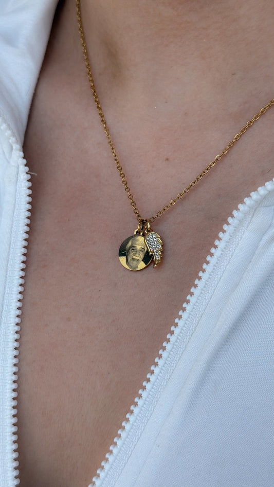 Collar Roma - Círculo con foto en acero dorado