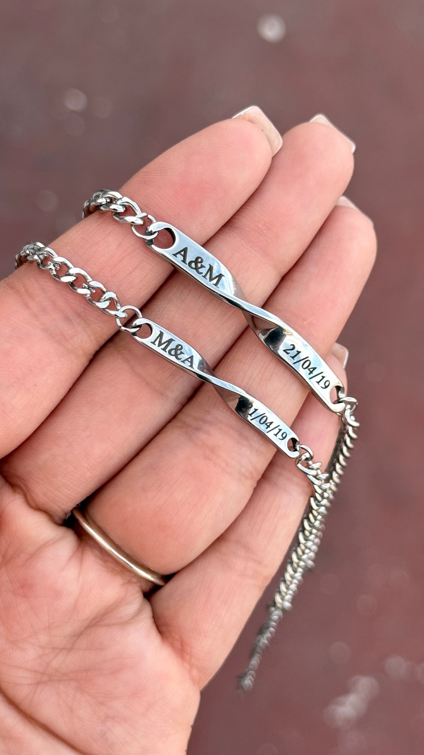 Dúo de esclavas Infinito - personalizadas en acero inoxidable
