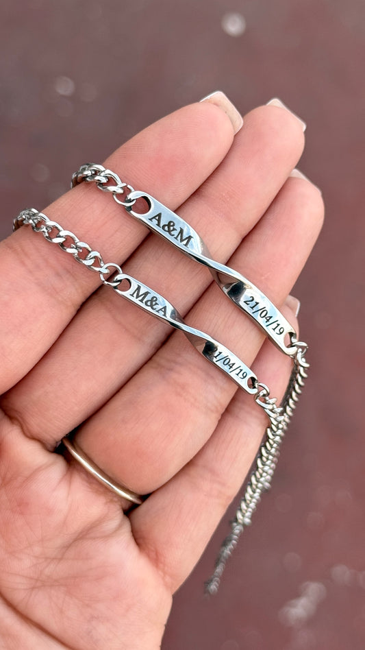 Dúo de esclavas Infinito - personalizadas en acero inoxidable