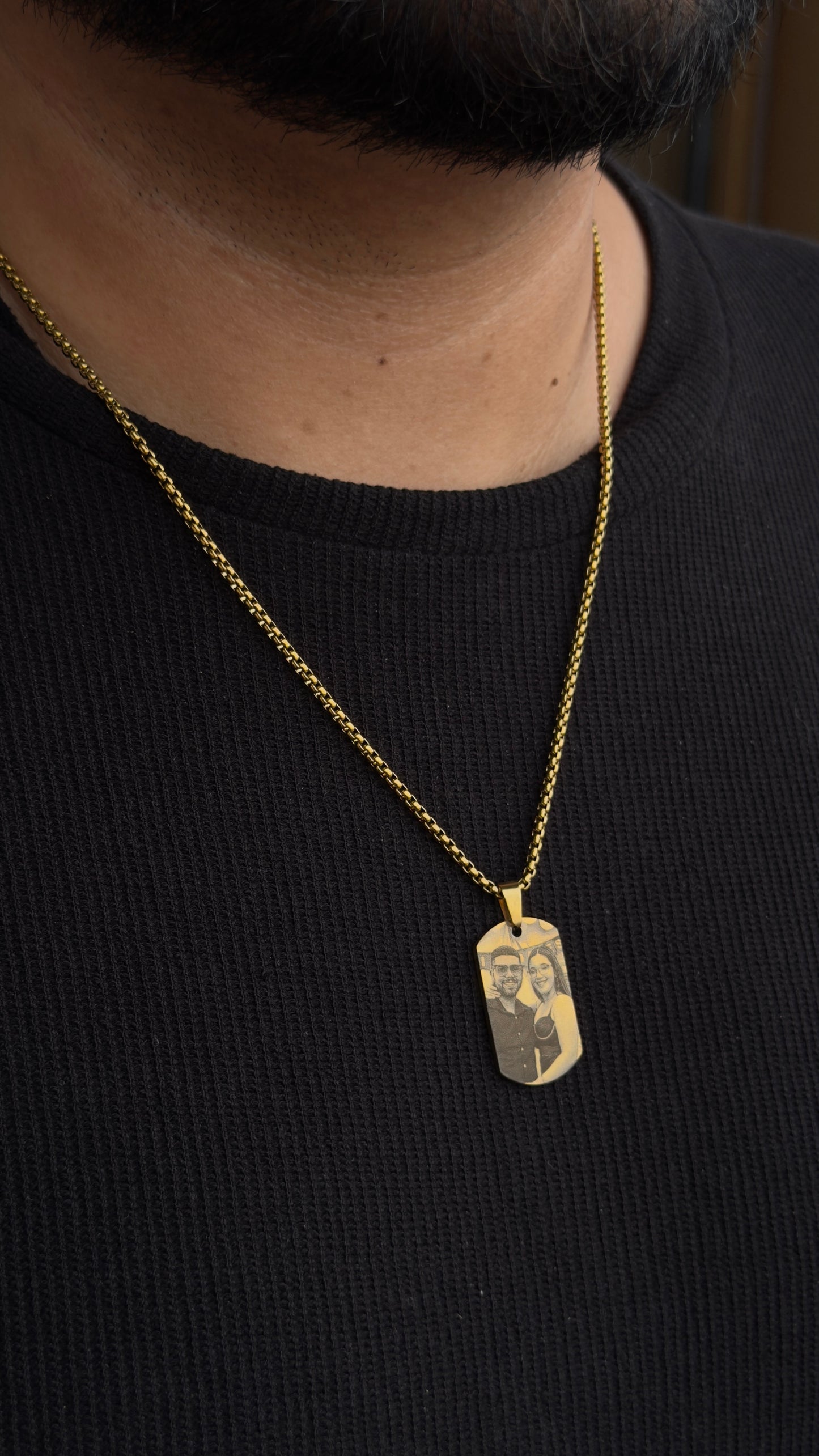 Cadena con Placa Militar 3.5 cm Personalizada - Acero inoxidable