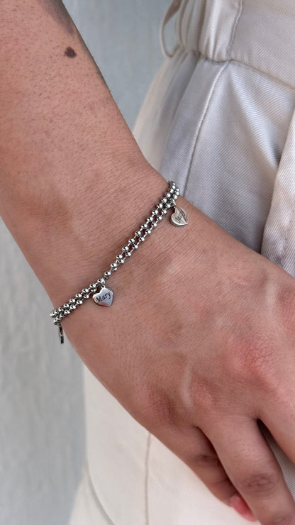 Pulsera corazones Lina - Personalizada Acero Inoxidable