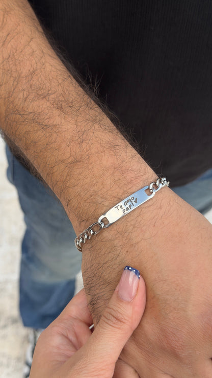 Esclava personalizada con texto a mano en acero inoxidable