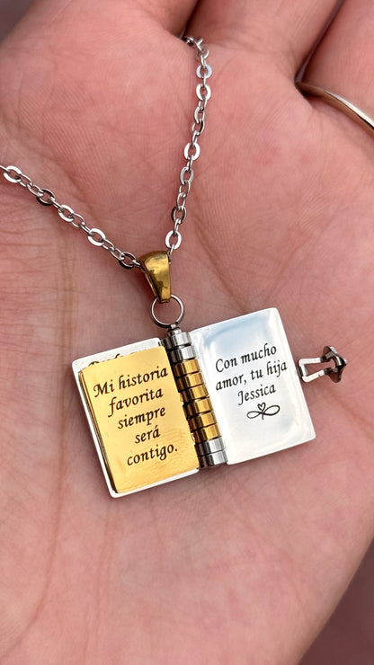 Collar Libro personalizado con foto acero inoxidable