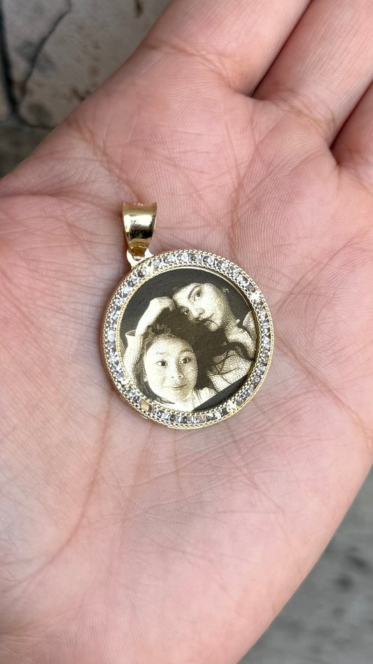 Medalla zirconia 3 cm Oro 10k