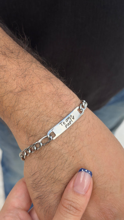 Esclava personalizada con texto a mano en acero inoxidable