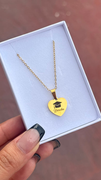 Collar corazón personalizado Graduación de acero inoxidable