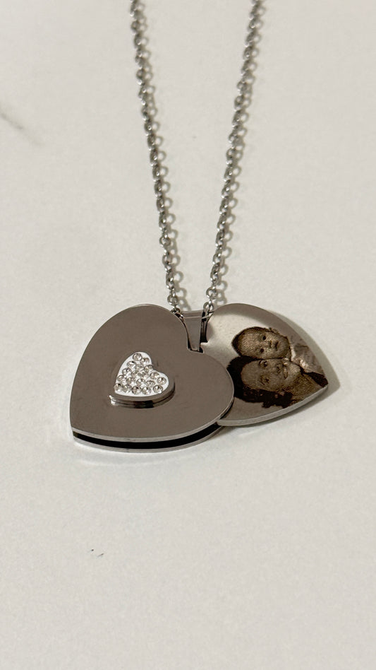 Collar corazón Secreto personalizado con foto acero inoxidable