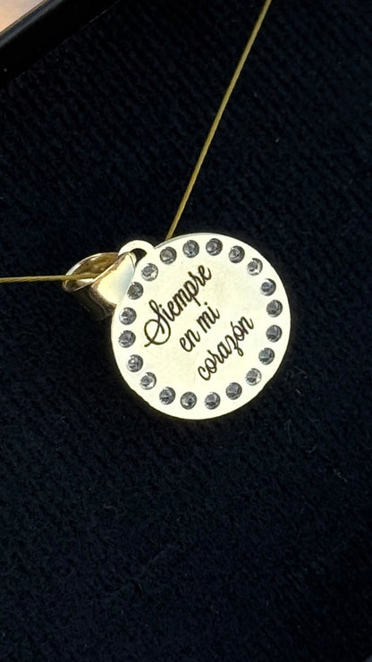 Medalla zirconia 1 cm con foto Oro 10k