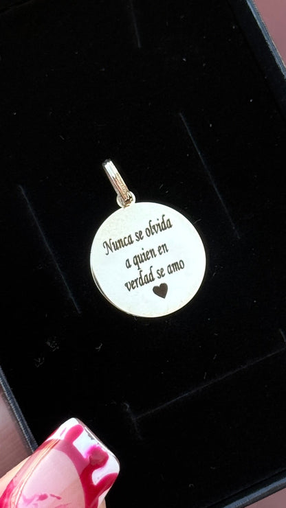 Dije círculo con foto 1.6 cm Oro 10k
