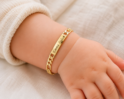 Esclava Para Bebé Con Nombre 12 Cm Chapa De Oro 18k