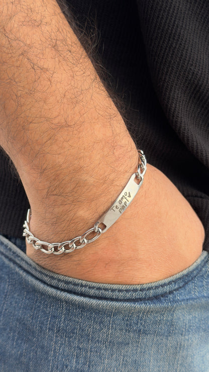 Esclava personalizada con texto a mano en acero inoxidable