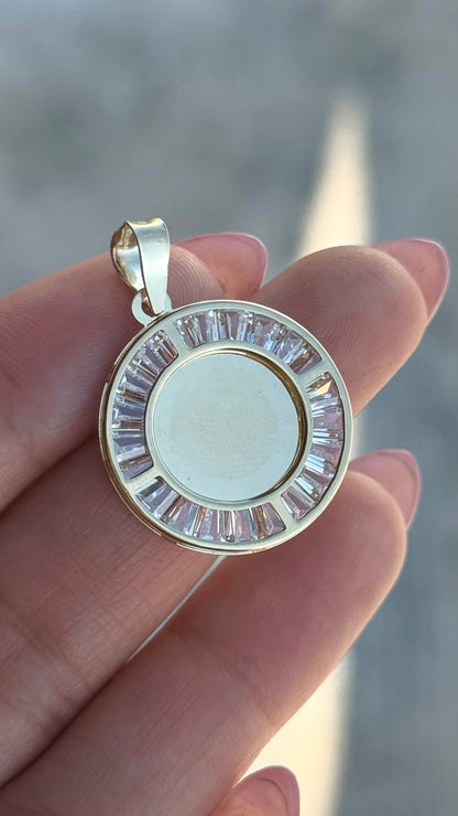 Medalla baguette 2.2 cm con foto en Oro 10k