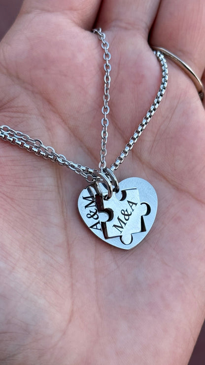 Dúo collares rompecabezas Acero