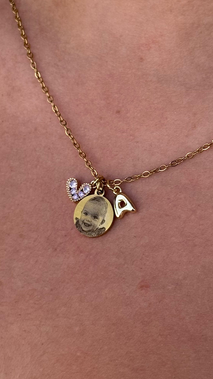 Collar Amelia - círculo con foto e inicial
