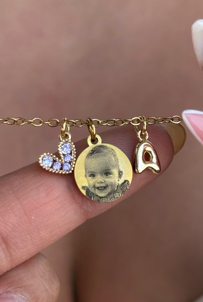 Collar Amelia - círculo con foto e inicial