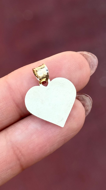 Medalla Virgen corazón Oro 10k - Personalizada / Cadena de regalo Chapa