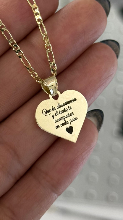 Medalla Virgen corazón Oro 10k - Personalizada / Cadena de regalo Chapa