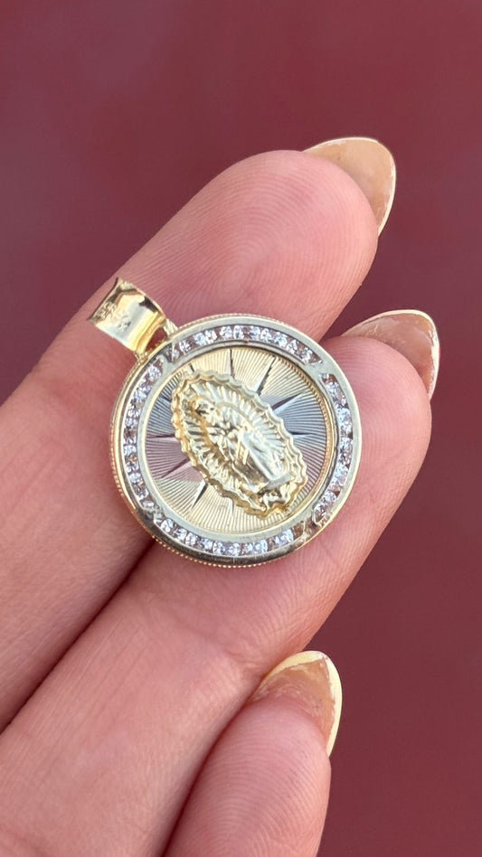 Medalla Virgen Florentina 1.8 cm con Fotograbado Oro 10k